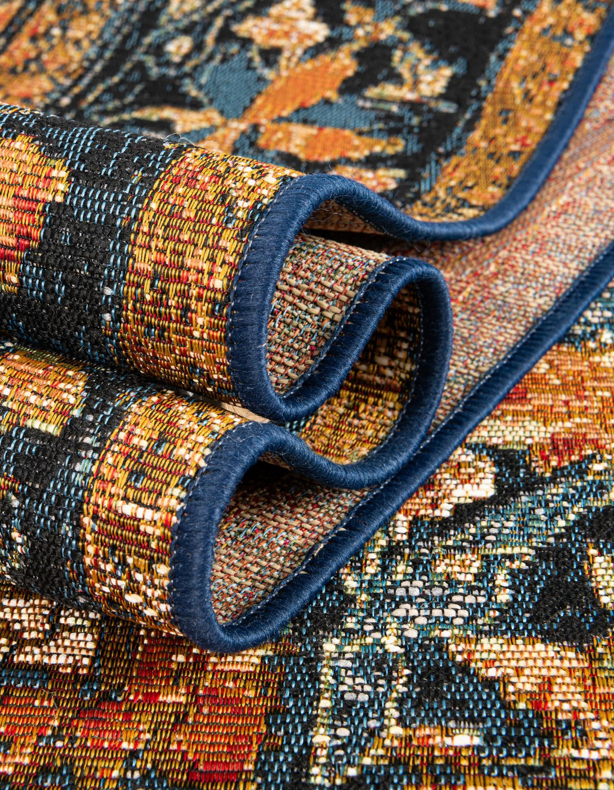 Patio Elegance Collection Area Rug -  Grove Rectangle Navy Blue and Rust Red  lifestyle 20