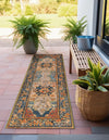 Patio Elegance Collection Area Rug -  Grove Runner Navy Blue and Rust Red  lifestyle 44