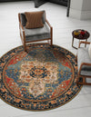 Patio Elegance Collection Area Rug -  Grove Round Navy Blue and Rust Red  lifestyle 30