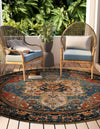 Patio Elegance Collection Area Rug -  Grove Round Navy Blue and Rust Red  lifestyle 39