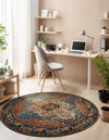 Patio Elegance Collection Area Rug -  Grove Round Navy Blue and Rust Red  lifestyle 42