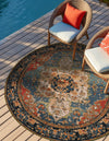 Patio Elegance Collection Area Rug -  Grove Round Navy Blue and Rust Red  lifestyle 51