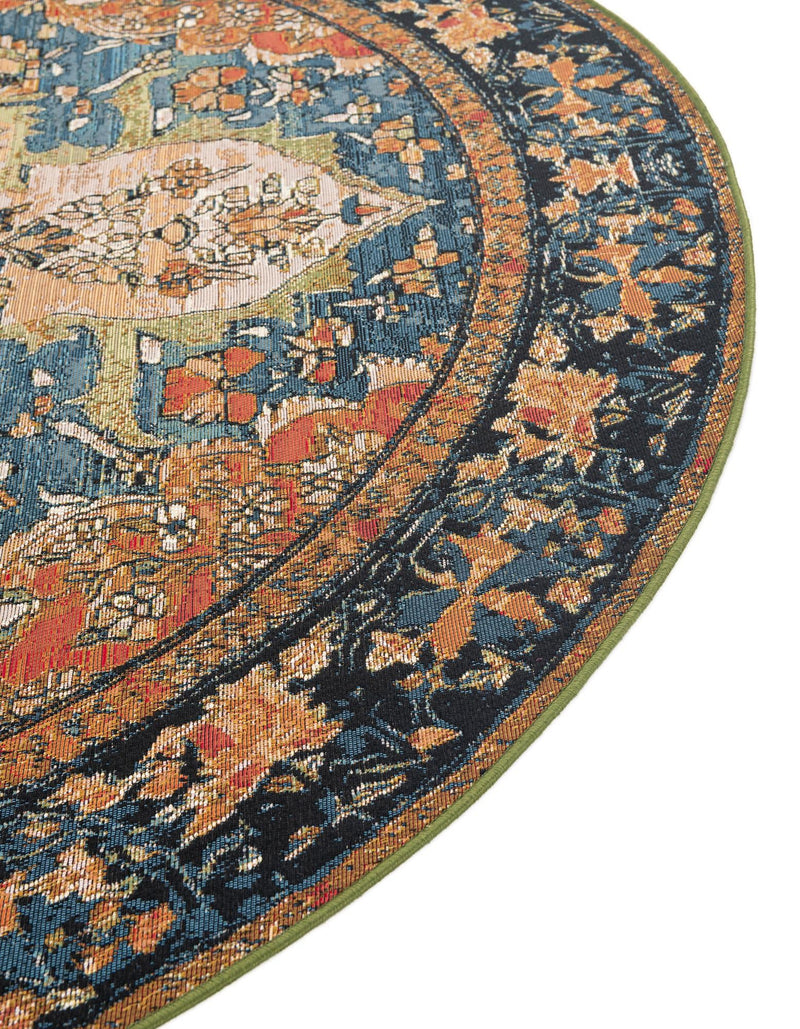 Patio Elegance Collection Area Rug -  Grove Round Navy Blue and Rust Red  lifestyle 43