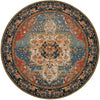 Patio Elegance Collection Area Rug -  Grove Round Navy Blue and Rust Red  lifestyle 24