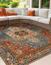 Patio Elegance Collection Area Rug -  Grove Square Navy Blue and Rust Red  lifestyle 27