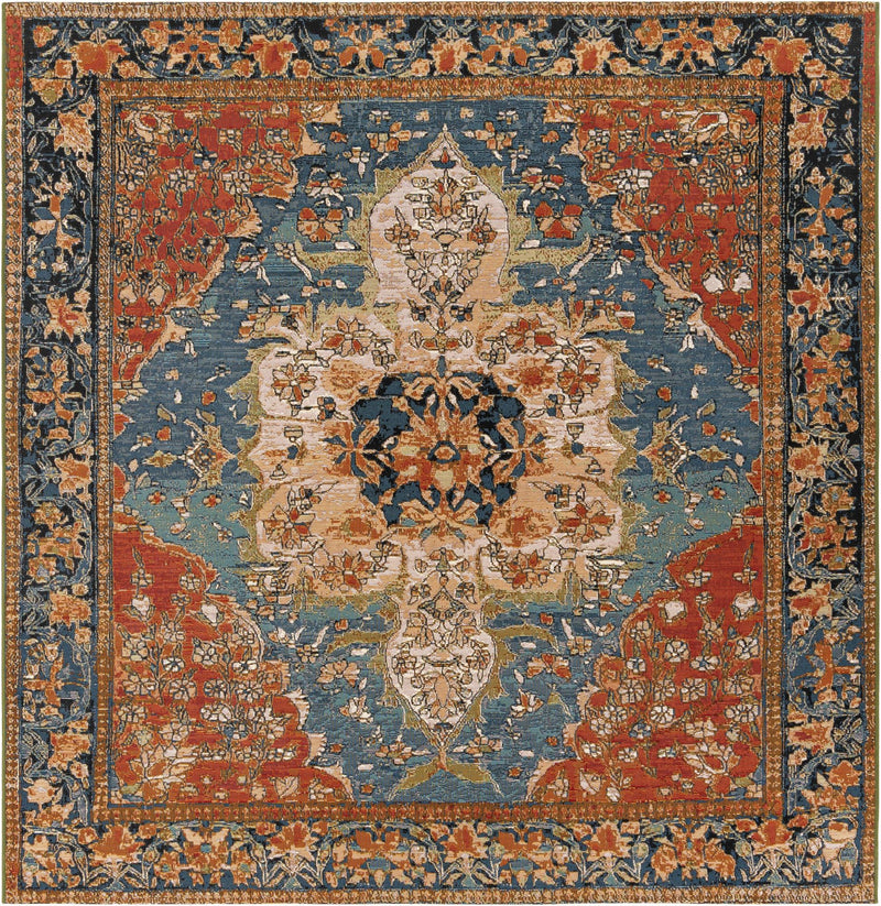 Patio Heritage Collection Area Rug -  Grove Square Navy Blue and Rust Red  lifestyle 55