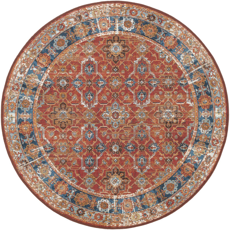Patio Elegance Collection Area Rug -  Eden Round Antique Red  lifestyle 24