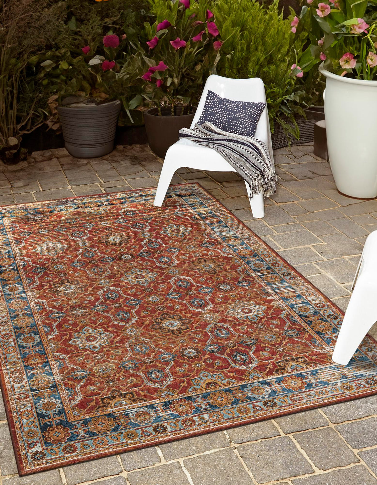 Patio Elegance Collection Area Rug -  Eden Rectangle Antique Red  lifestyle 2