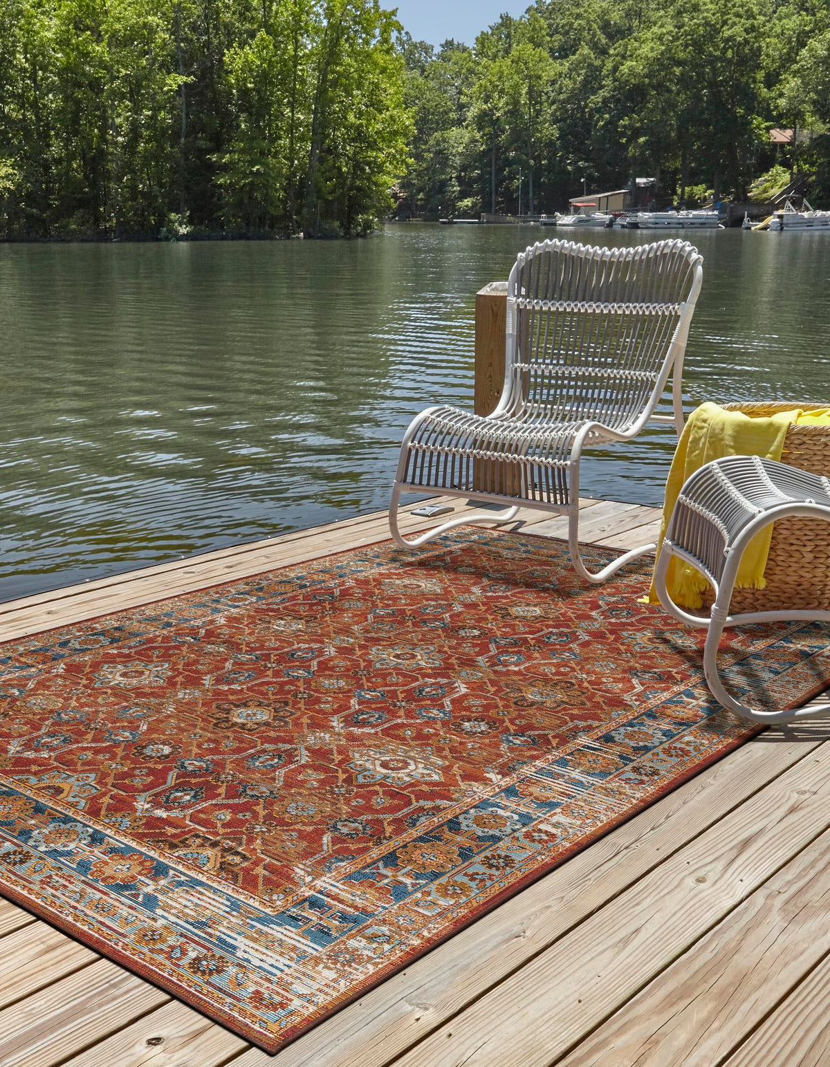 Patio Elegance Collection Area Rug -  Eden Rectangle Antique Red  lifestyle 3