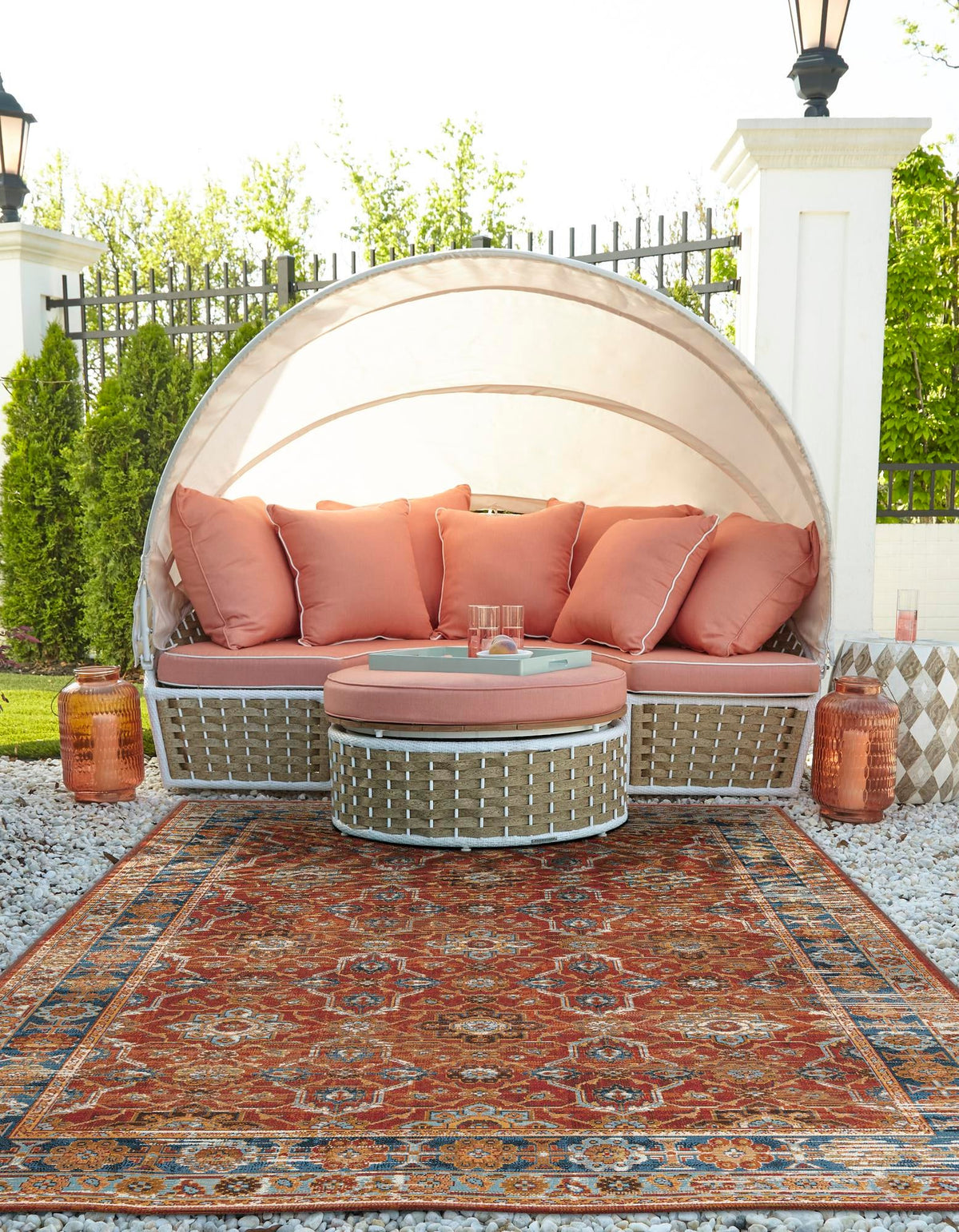 Patio Elegance Collection Area Rug -  Eden Rectangle Antique Red  lifestyle 5