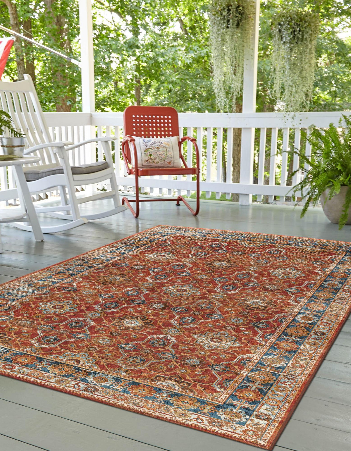Patio Elegance Collection Area Rug -  Eden Rectangle Antique Red  lifestyle 6