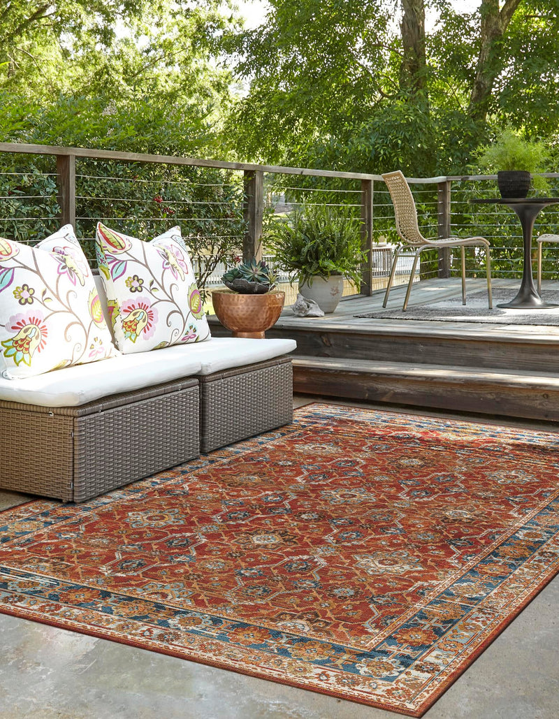Patio Elegance Collection Area Rug -  Eden Rectangle Antique Red  lifestyle 8