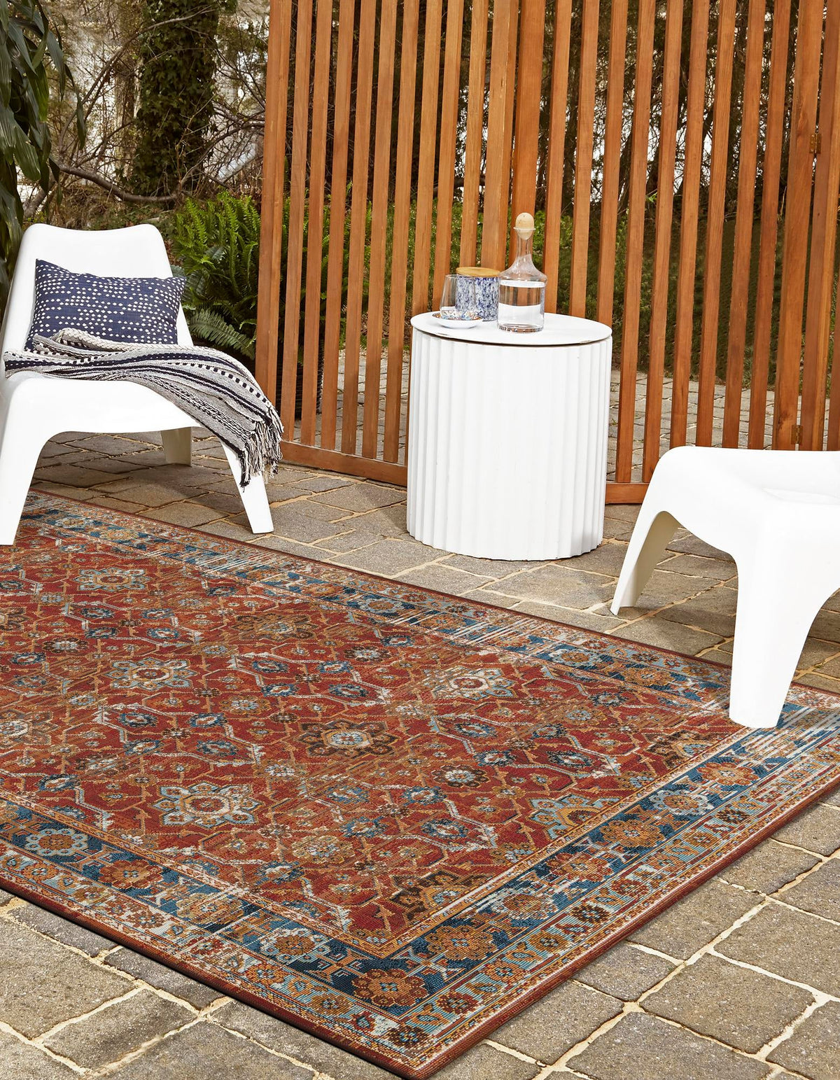 Patio Elegance Collection Area Rug -  Eden Rectangle Antique Red  lifestyle 10