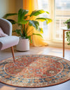 Patio Elegance Collection Area Rug -  Eden Round Antique Red  lifestyle 42