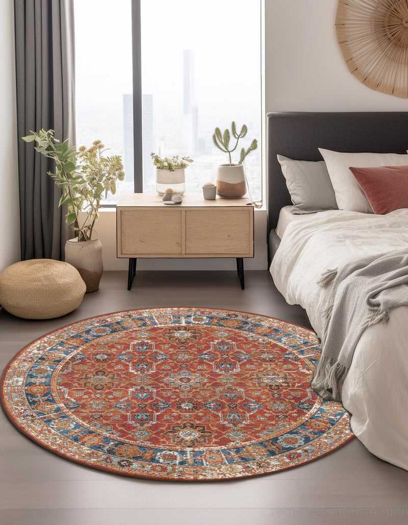 Patio Elegance Collection Area Rug -  Eden Round Antique Red  lifestyle 54