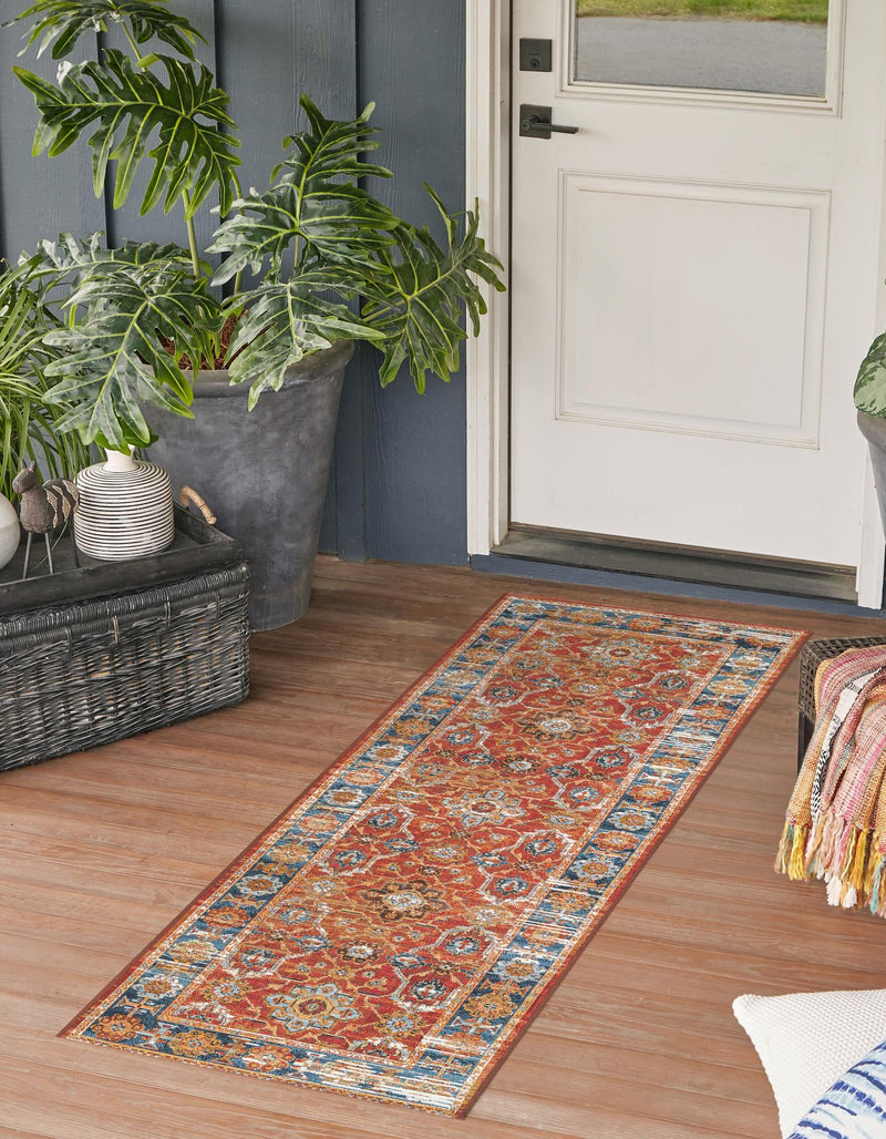 Patio Elegance Collection Area Rug -  Eden Runner Antique Red  lifestyle 44