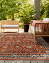 Patio Elegance Collection Area Rug -  Eden Square Antique Red  lifestyle 29