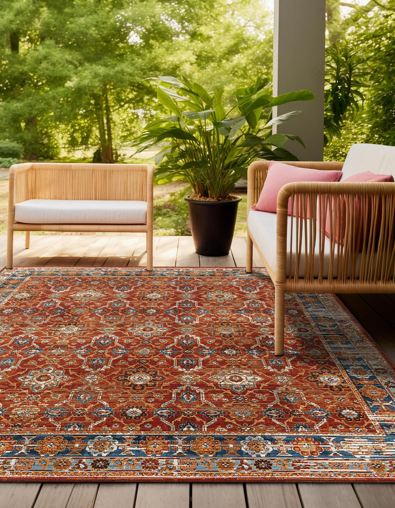 Patio Elegance Collection Area Rug -  Eden Square Antique Red  lifestyle 29