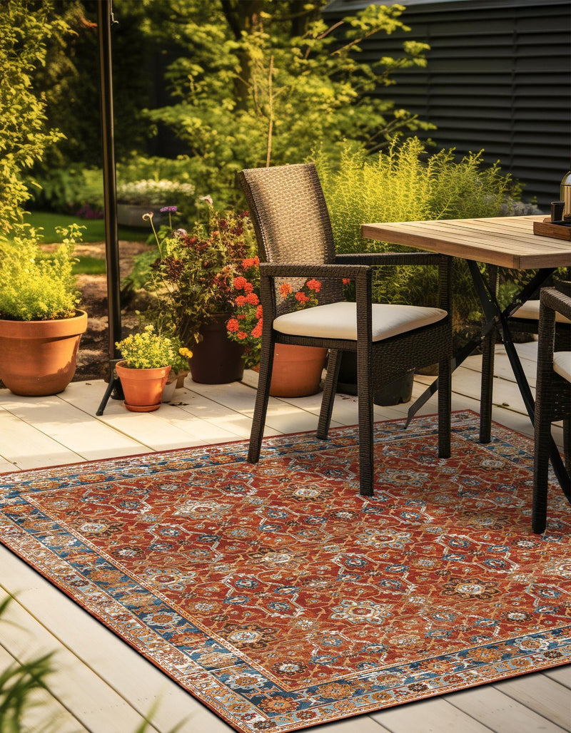 Patio Elegance Collection Area Rug -  Eden Square Antique Red  lifestyle 31