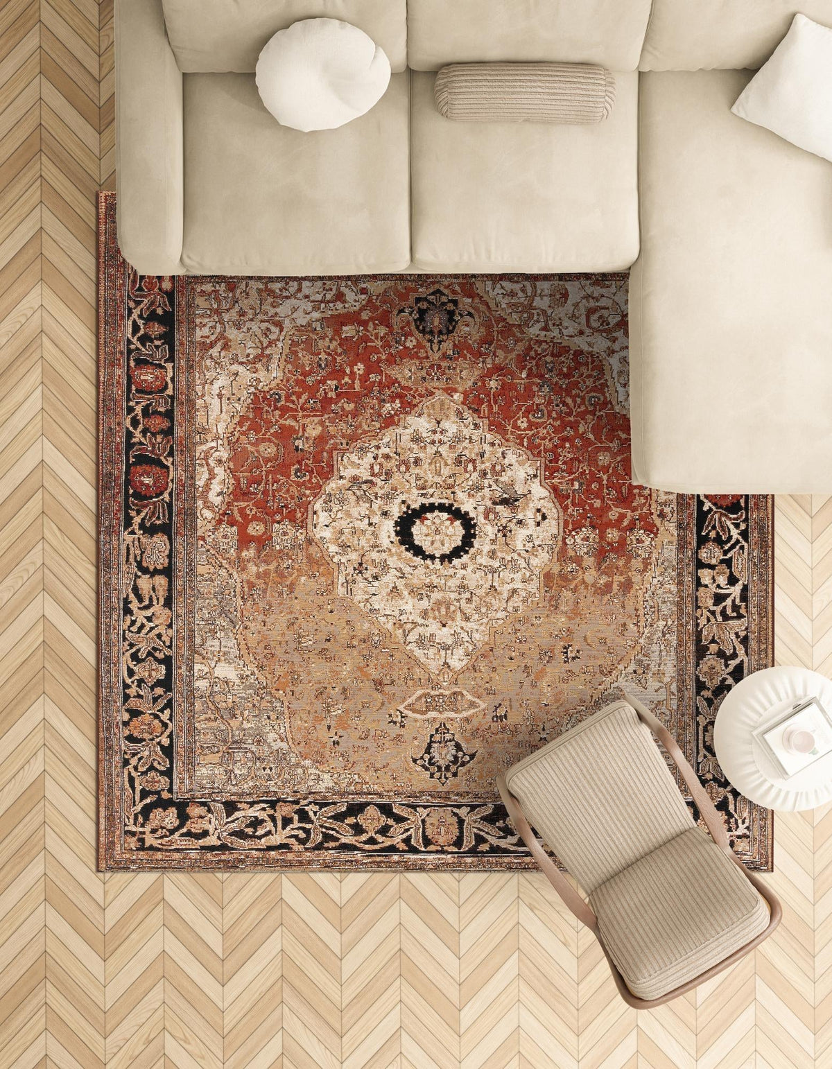Patio Heritage Collection Area Rug -  Gazebo Square Multi  lifestyle 55
