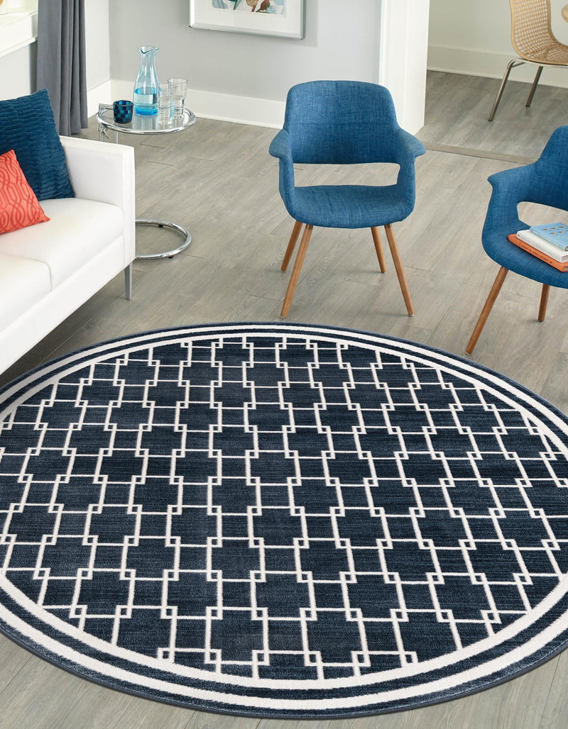 Metro Heights Collection Area Rug -  Liberty Round Navy Blue  lifestyle 25