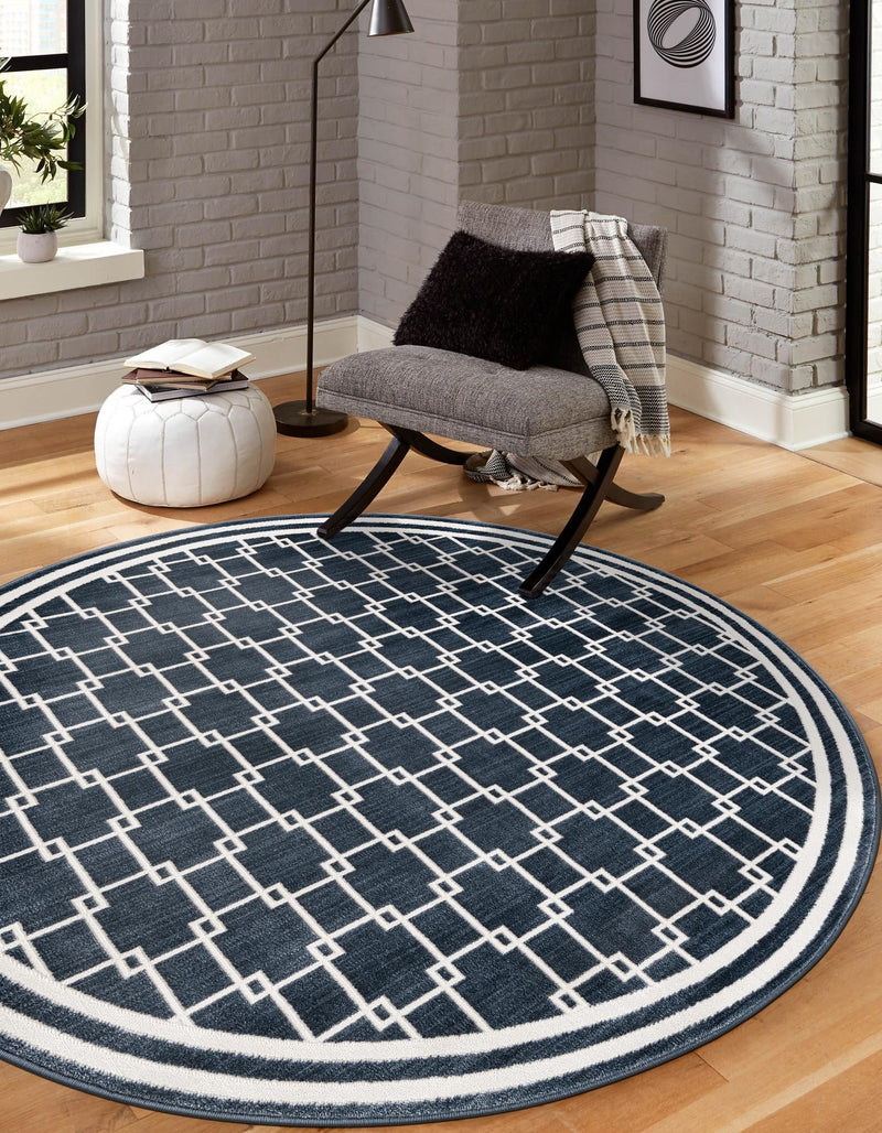 Metro Heights Collection Area Rug -  Liberty Round Navy Blue  lifestyle 39