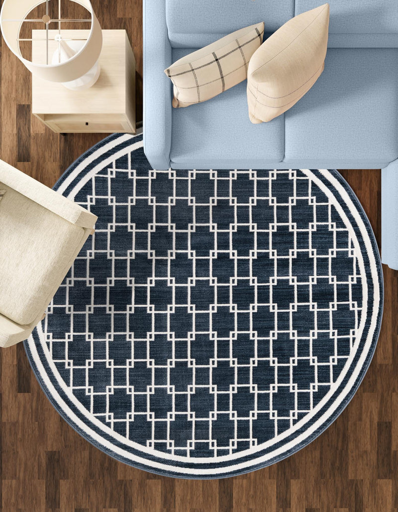 Metro Heights Collection Area Rug -  Liberty Round Navy Blue  lifestyle 43