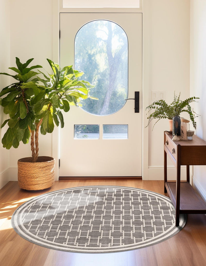 Metro Heights Collection Area Rug -  Ellis Round Gray  lifestyle 49
