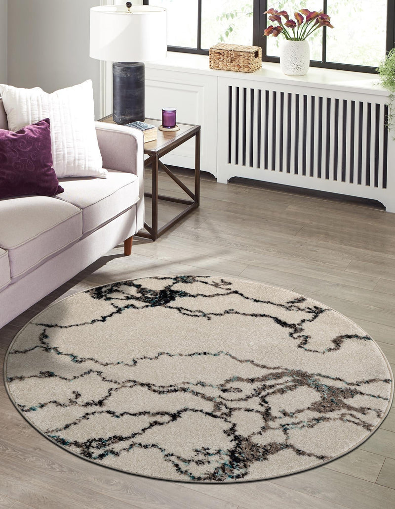 Brighton Terrace Collection Area Rug -  Aldrington Round Ivory  lifestyle 50