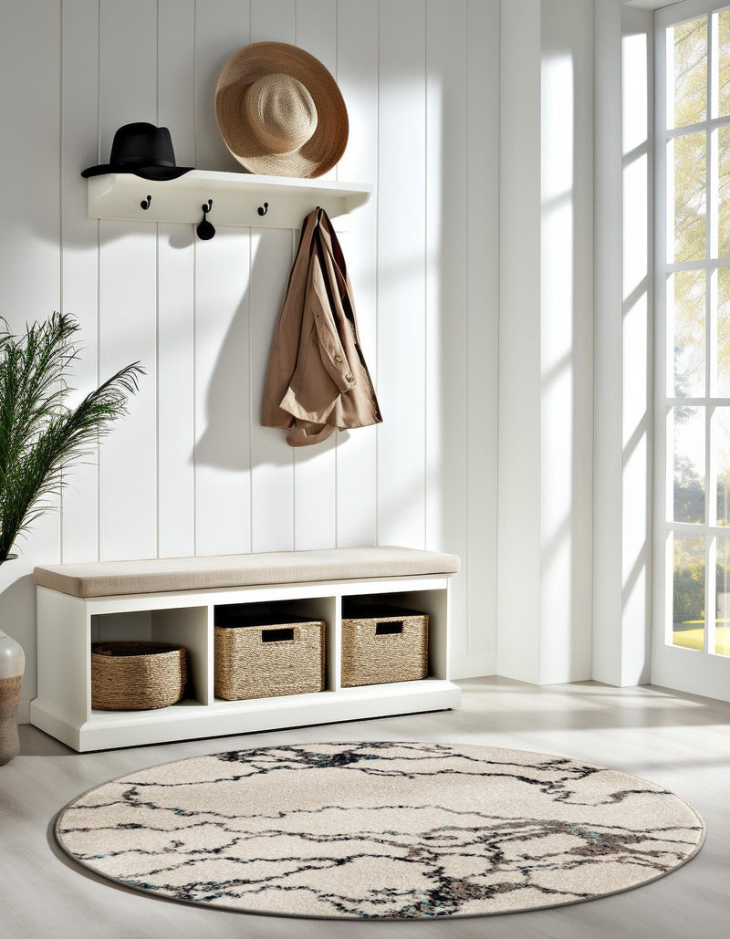Brighton Terrace Collection Area Rug -  Aldrington Round Ivory  lifestyle 65
