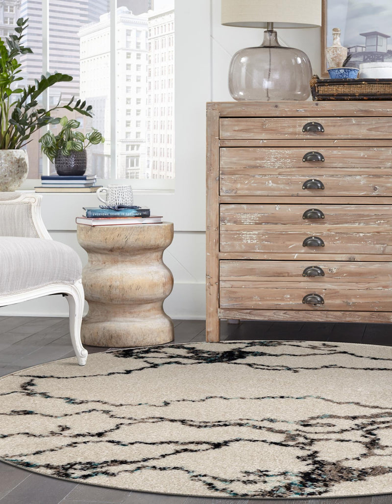 Brighton Terrace Collection Area Rug -  Aldrington Round Ivory  lifestyle 75