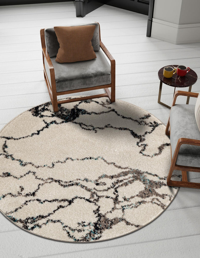 Brighton Terrace Collection Area Rug -  Aldrington Round Ivory  lifestyle 85