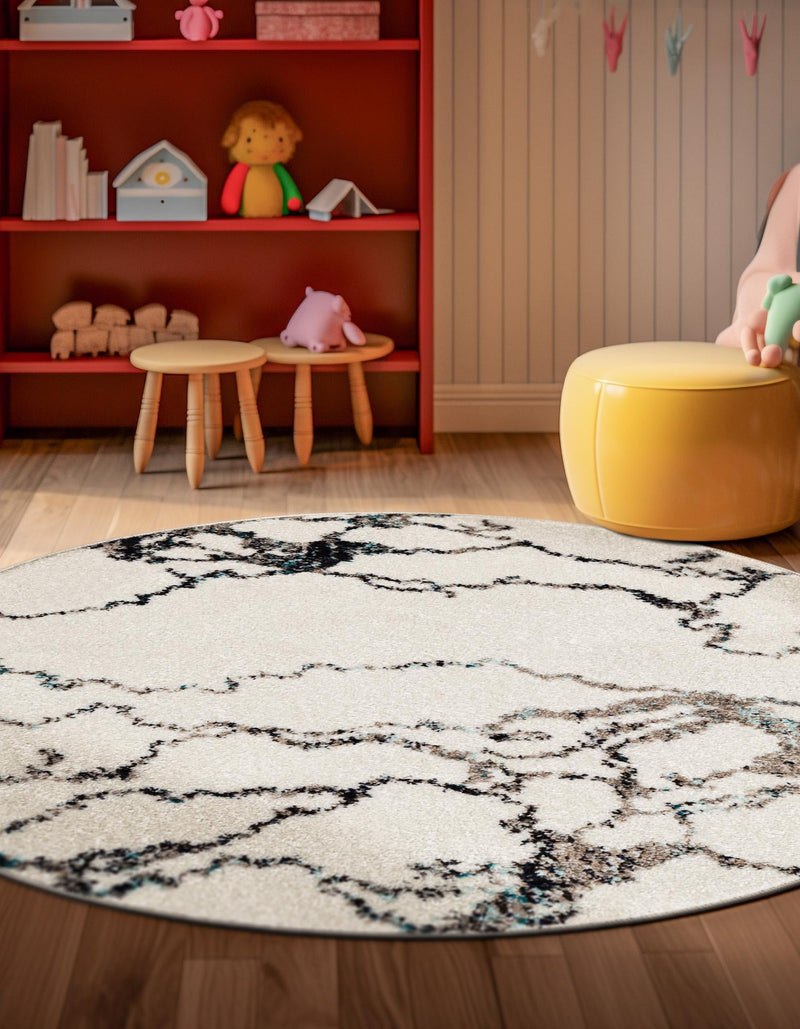 Brighton Terrace Collection Area Rug -  Aldrington Round Ivory  lifestyle 95