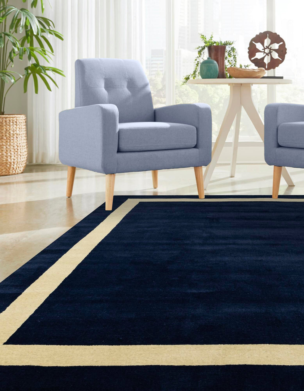 Zara Hills Wool Collection Area Rug - Glenway Rectangle Cobalt Blue  lifestyle 9