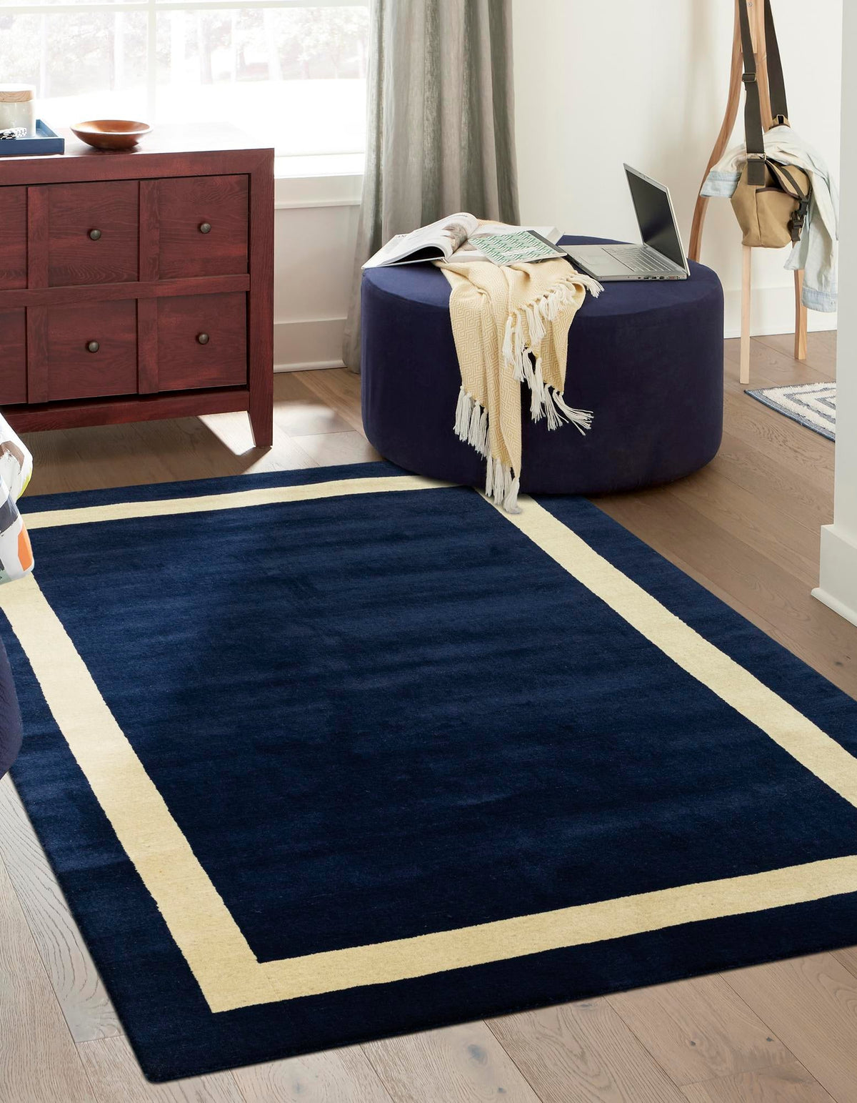 Zara Hills Wool Collection Area Rug - Glenway Rectangle Cobalt Blue  lifestyle 17