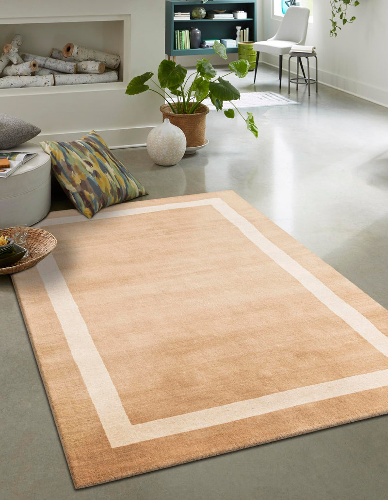 Zara Hills Wool Collection Area Rug - Glenway Rectangle Latte Brown  lifestyle 6