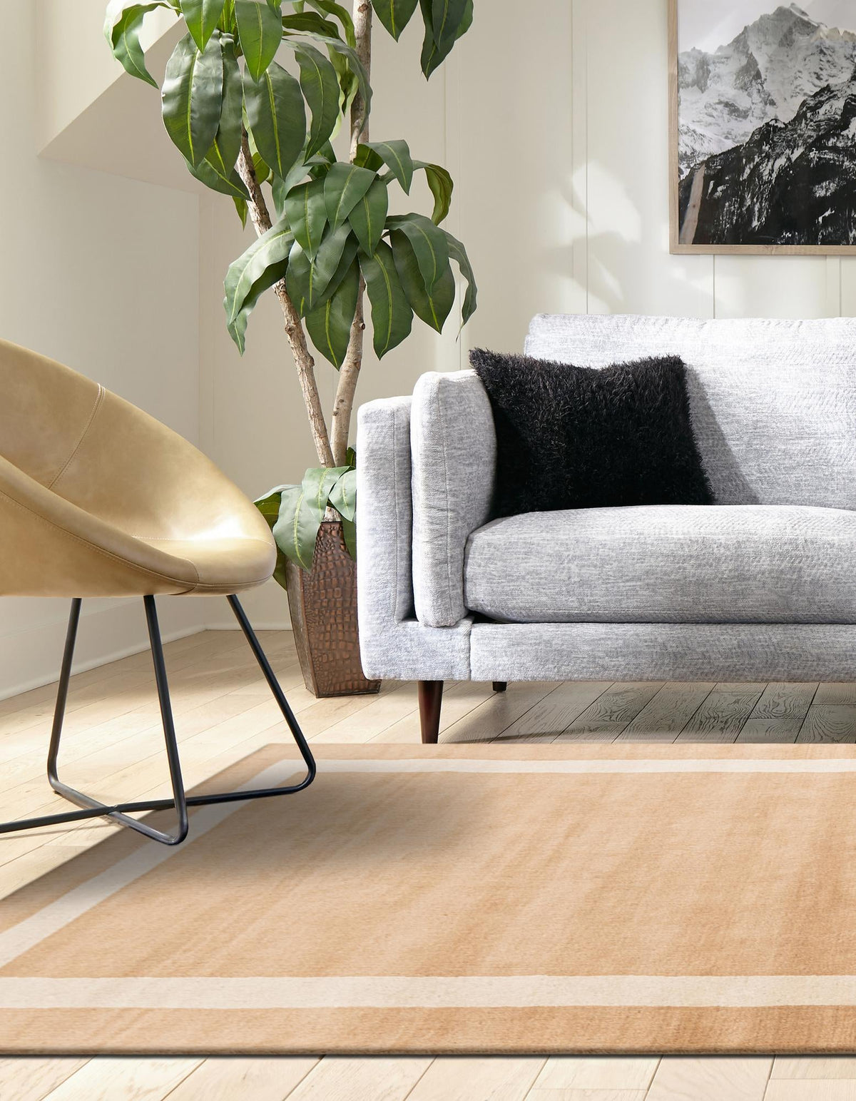 Zara Hills Wool Collection Area Rug - Glenway Rectangle Latte Brown  lifestyle 10