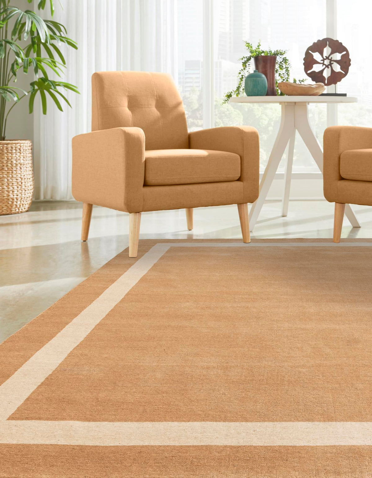 Zara Hills Wool Collection Area Rug - Glenway Rectangle Latte Brown  lifestyle 14