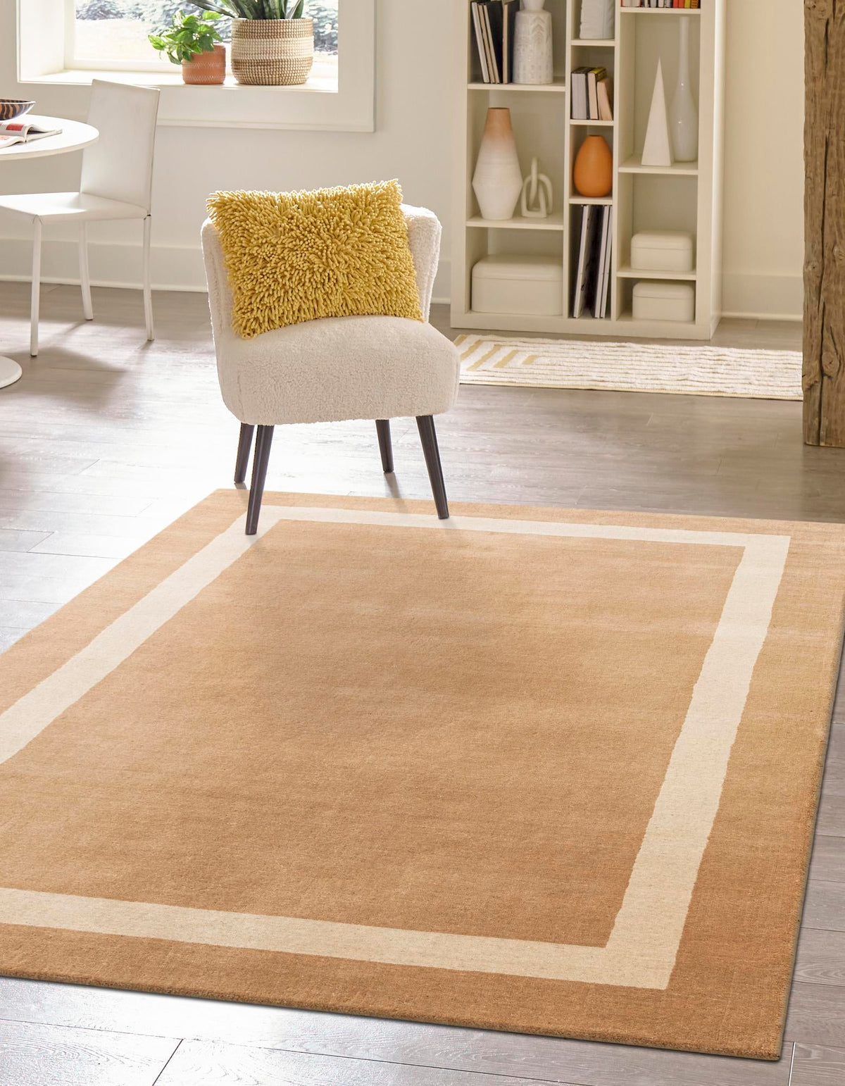 Zara Hills Wool Collection Area Rug - Glenway Rectangle Latte Brown  lifestyle 18