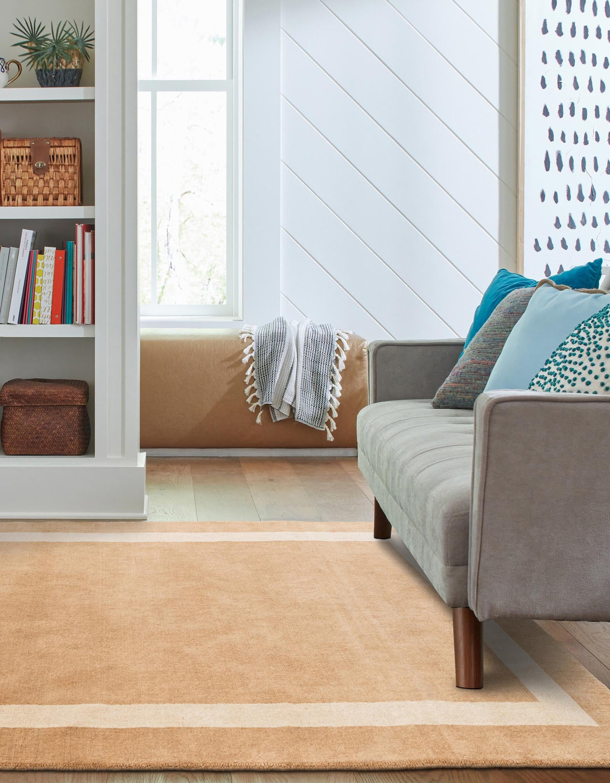 Zara Hills Wool Collection Area Rug - Glenway Rectangle Latte Brown  lifestyle 22