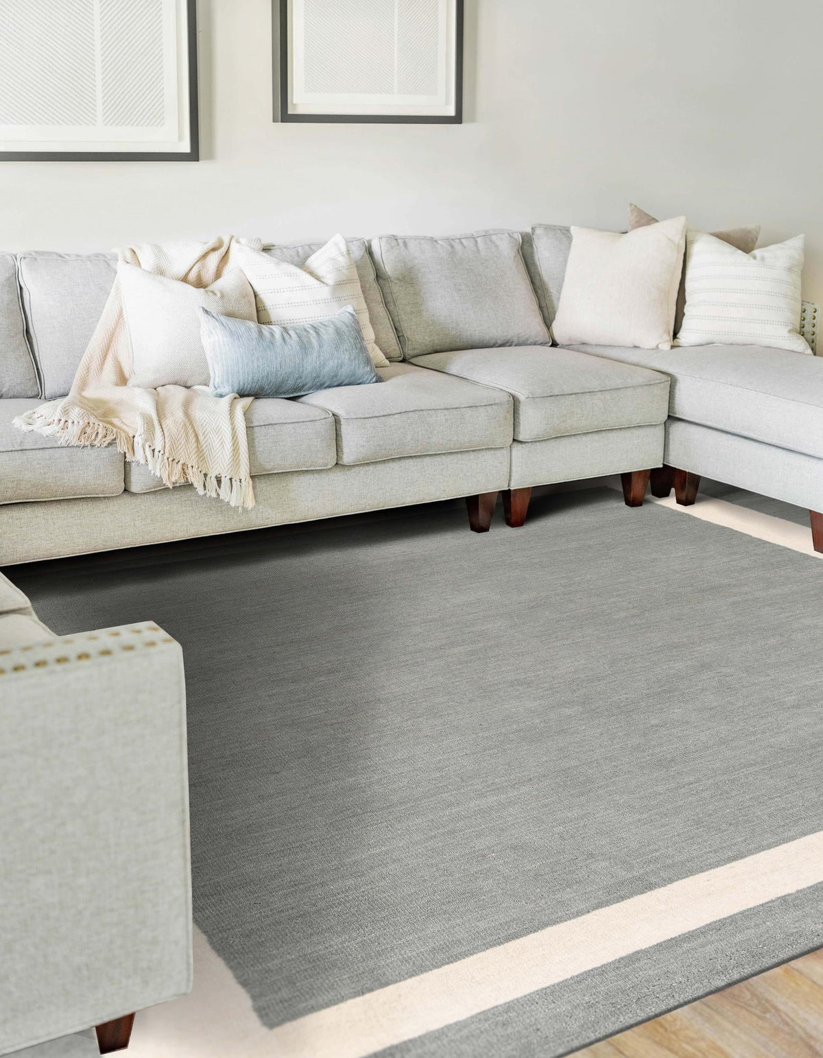 Zara Hills Wool Collection Area Rug - Glenway Rectangle Earl Gray  lifestyle 6