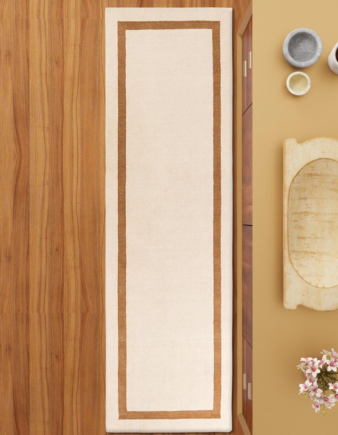Savannah Borders Wool Collection Area Rug - Chatham Runner Ivory  lifestyle 88