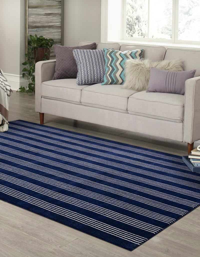 Zara Hills Wool Collection Area Rug - Savannah Rectangle Cobalt Blue  lifestyle 13
