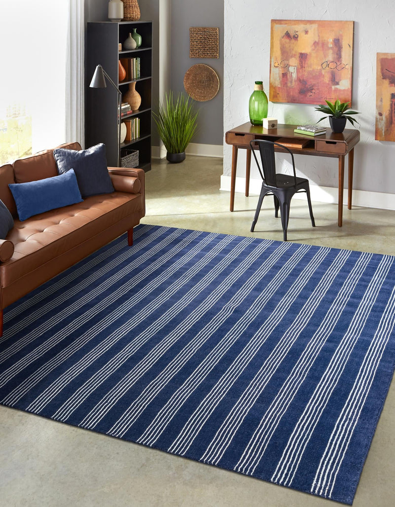 Zara Hills Wool Collection Area Rug - Savannah Square Cobalt Blue  lifestyle 22
