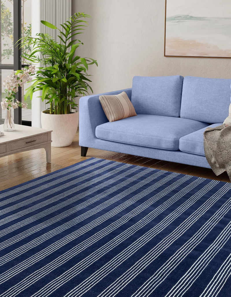 Zara Hills Wool Collection Area Rug - Savannah Square Cobalt Blue  lifestyle 36