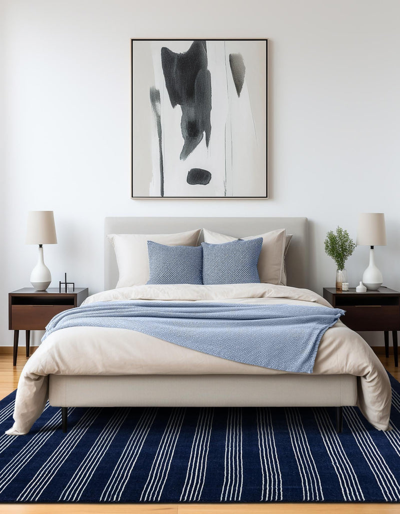Zara Hills Wool Collection Area Rug - Savannah Square Cobalt Blue  lifestyle 50