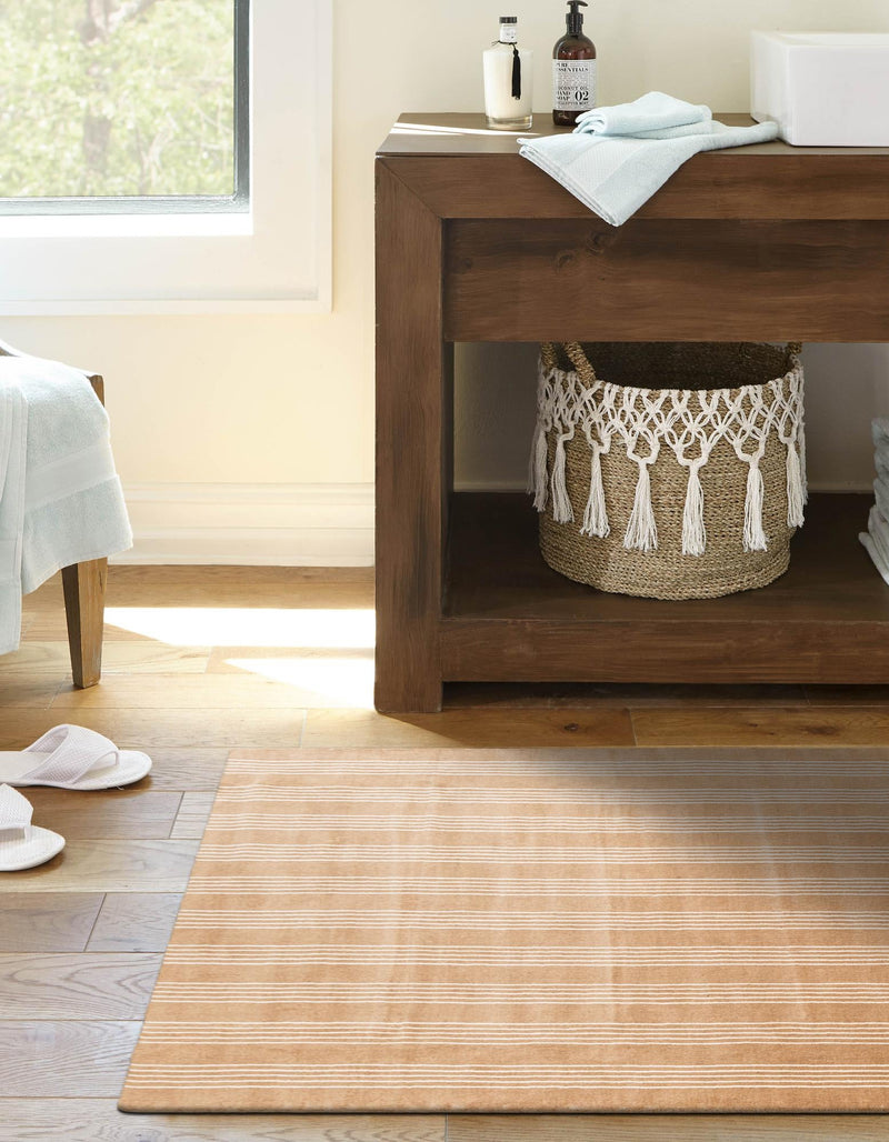 Zara Hills Wool Collection Area Rug - Savannah Rectangle Latte Brown  lifestyle 11