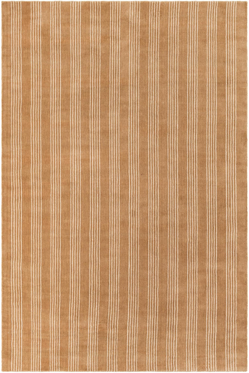 Hampton Stripes Wool Collection Area Rug - Montauk Rectangle Latte Brown  lifestyle 2