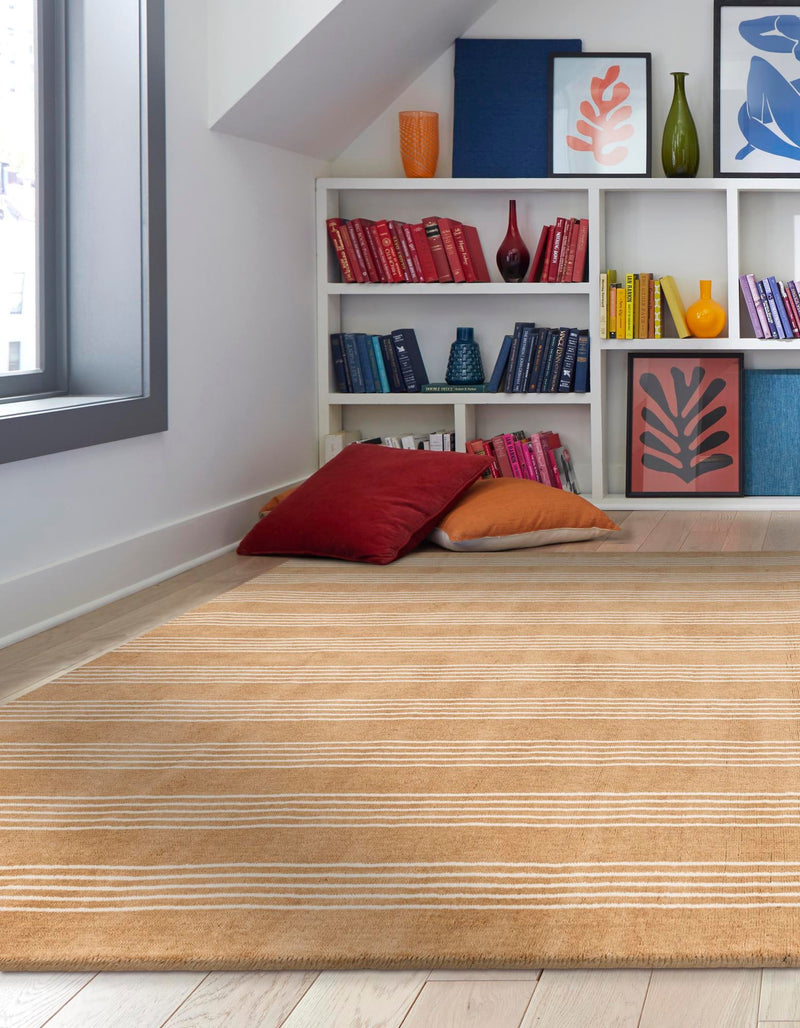 Zara Hills Wool Collection Area Rug - Savannah Square Latte Brown  lifestyle 30