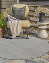 Jill Zarin Malibu Sands Outdoor Collection Area Rug - Pebble (Silver Stars) Round Silver Stars  lifestyle 10